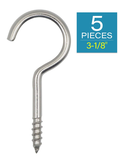 IMSCREWS 3-1/8" Screws in Hooks - 304 Stainless Steel Screw Eyes (5-Pack) for Hammock Stands, Indoor Ceilings, and Outdoor Use - image 2