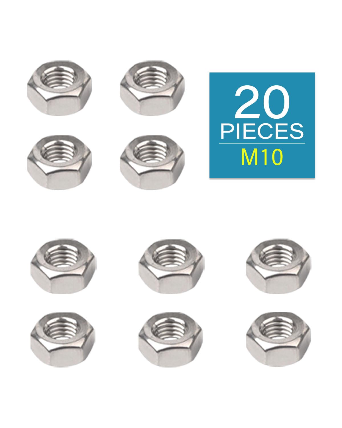 M10-1.5 Hex Nuts - IMScrews 304 Stainless Steel Hex Nuts - Durable, Rust-Resistant Fasteners for Home Repair and Professional Projects Pack of 20 - image 2