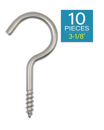 IMSCREWS 3-1/8" 304 Stainless Steel Screw Eyes (10-Pack) ¨C Screws in Hooks for Hammock Stands, Indoor Ceilings, and Outdoor Use - image 2