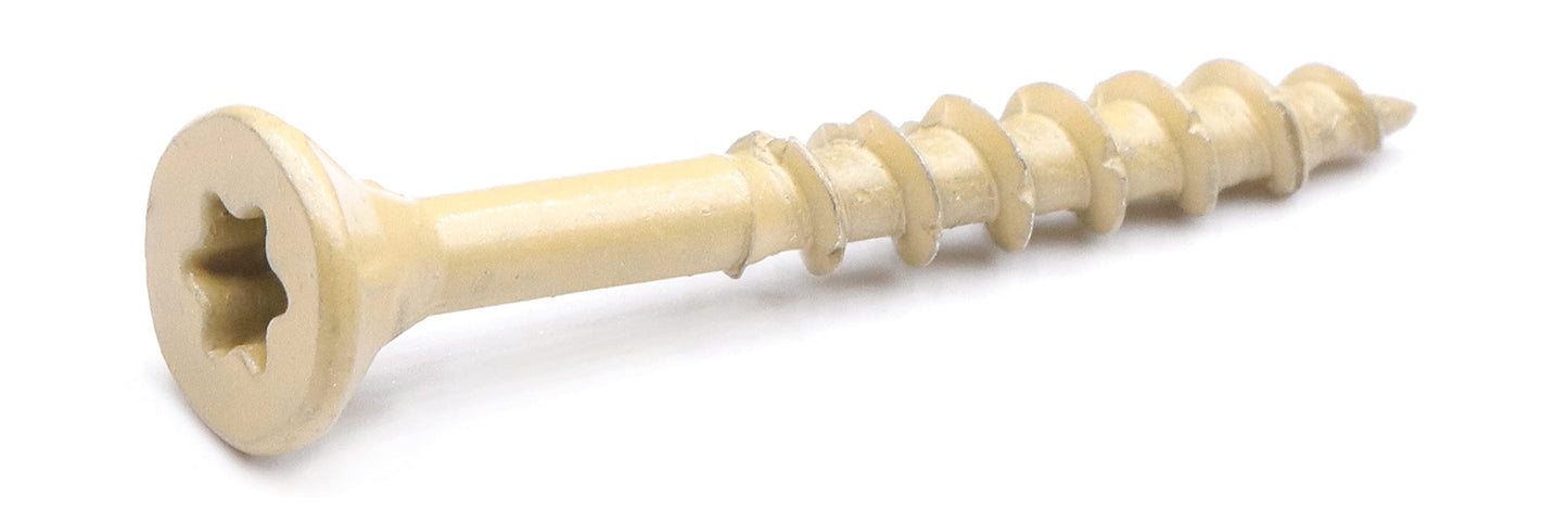 Deck Screws #8 x 1-1/2 Inch, Exterior Wood Screws, Flat Torx Drive  Head, Partially Threaded, Tan Coated Carbon Steel, Pack of 25 by IMScrews