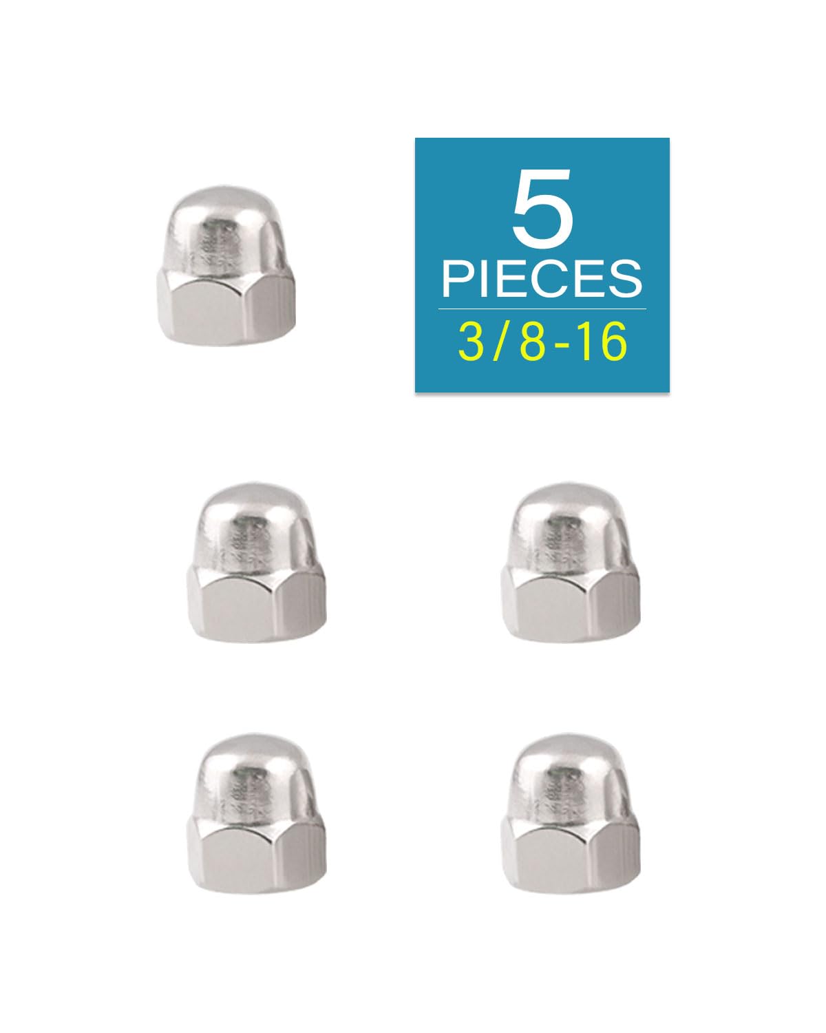 3/8-16 Acorn Nuts - IMScrews 304 Stainless Steel Acorn Nuts - Durable, Rust-Resistant Fasteners for Various Applications Pack of 5 - image 2
