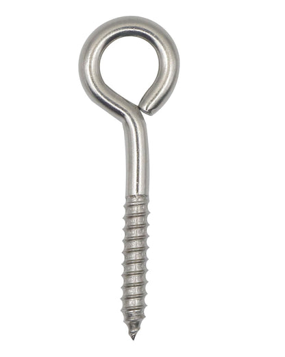 IMSCREWS 5-Pack 2.8 Inch 304 Stainless Steel Eye Screws ¨C Heavy Duty Closed Eye Hooks with 22.5mm Ring, 5.2mm Wire Diameter, Self-Tapping for Indoor & Outdoor Hanging, Rust Resistant