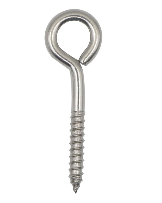 IMSCREWS 10-Pack 2.8 Inch 304 Stainless Steel Eye Screws, 5.2 x 22.5 x 71.5mm Heavy Duty Screw Eyes with 32mm Deep Thread, Closed Eye Bolt Hangers for Outdoor & Indoor Wood Applications