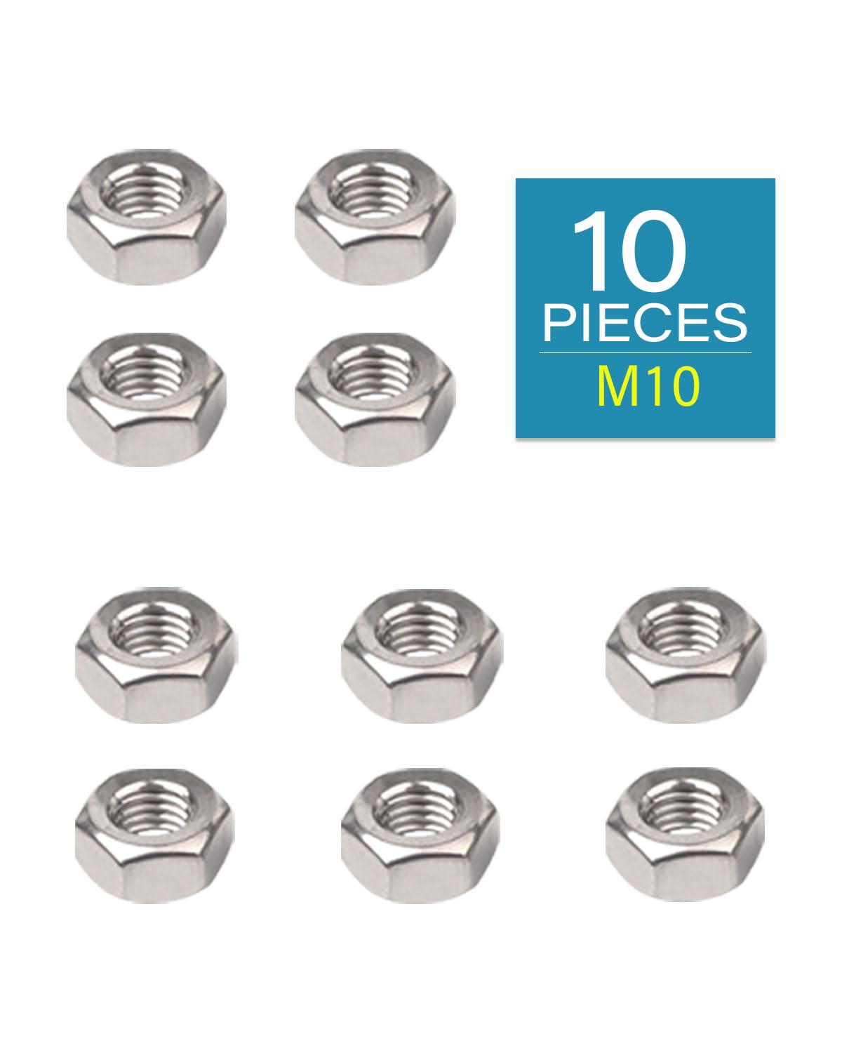 M10-1.5 Hex Nuts - IMScrews 304 Stainless Steel Hex Nuts - Durable, Rust-Resistant Fasteners for Home Repair and Professional Projects Pack of 10 - image 2