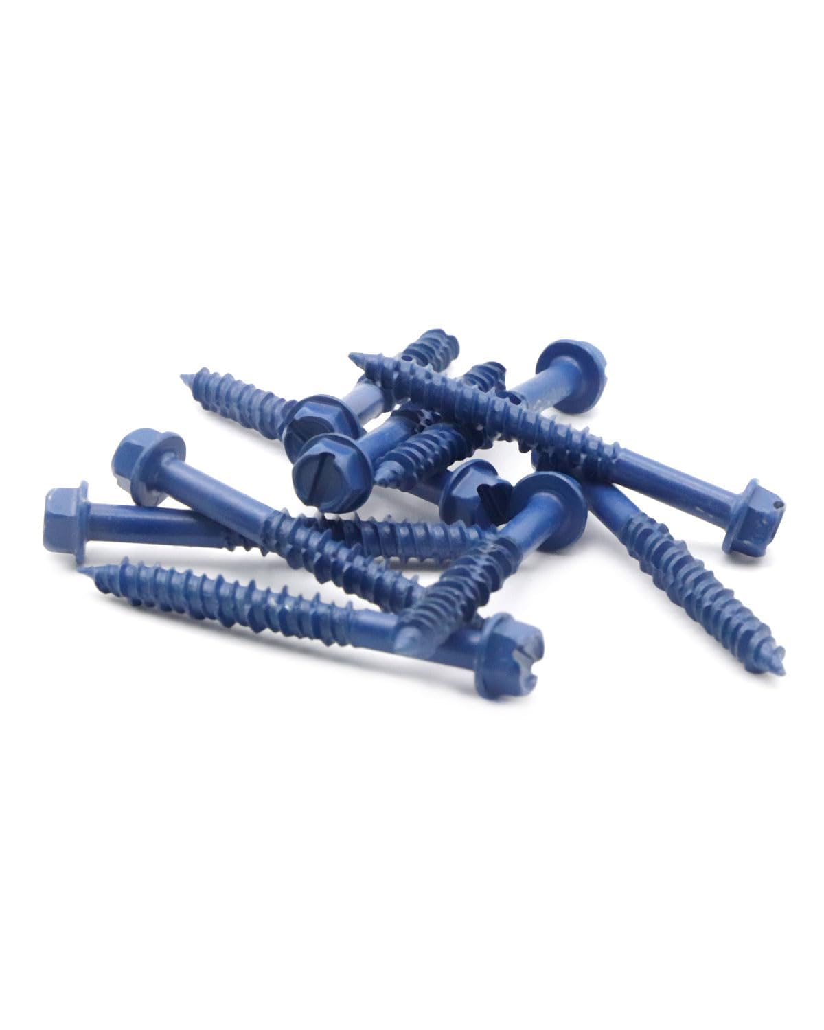 1/4" x 1-3/4" Blue Concrete Screws, Hex Washer Head Masonry Anchors, Slotted Self-Tapping Bolts for Brick, Block and Stucco, Heavy-Duty Carbon Steel, 50 PCS - image 5