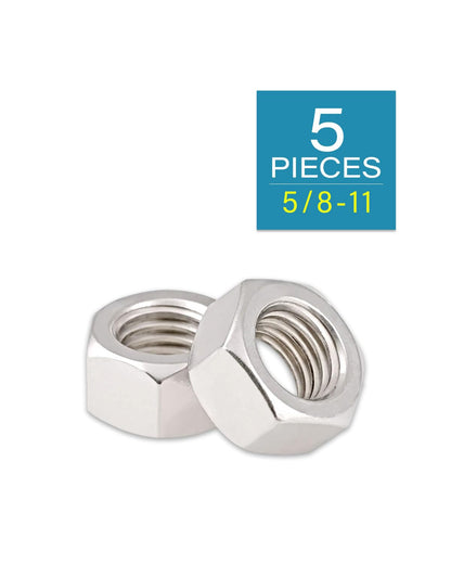 5/8-11 Hex Nuts - IMScrews 304 Stainless Steel Hardware Hex Nuts - Durable and Rust-Resistant Fasteners for Home Repairs and Professional Projects Pack of 5 - image 2