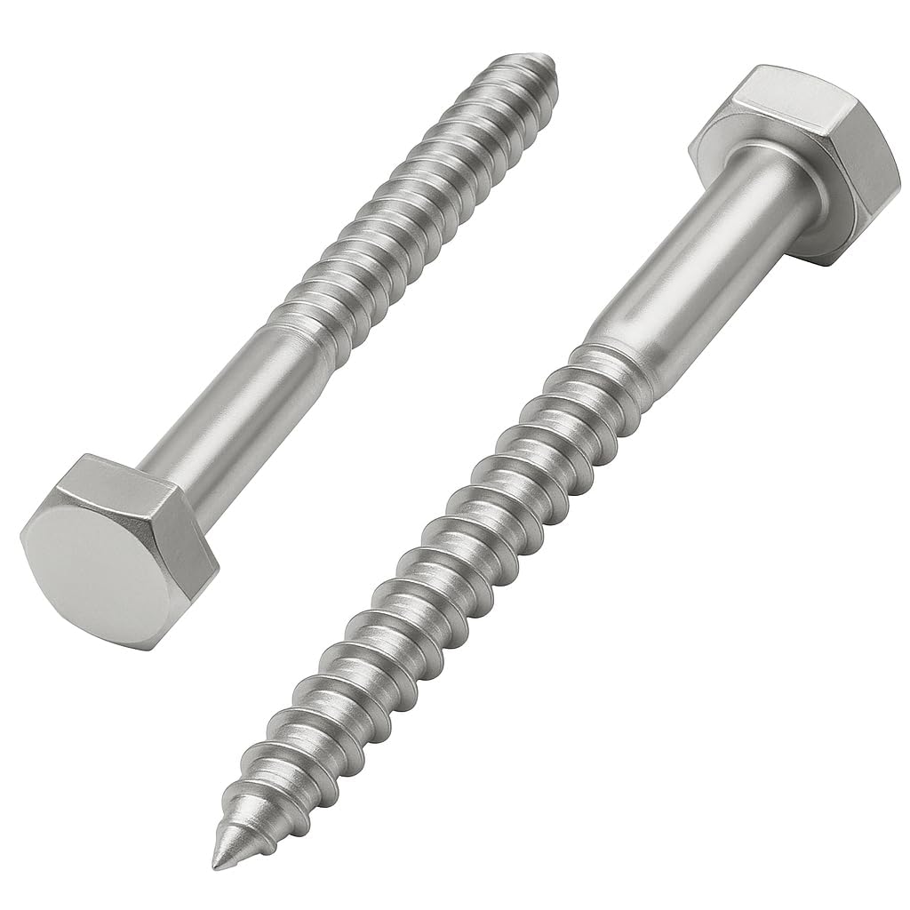 IMSCREWS 1/4  x 2  Hex Head Lag Screws, 304 Stainless Steel, Partially Threaded Structural Wood Bolts for Clamping Timber, 5   pcs - image 2
