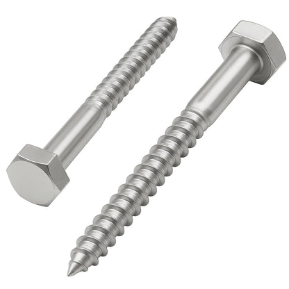 IMSCREWS 3/8  x 4  Hex Head Lag Screws, 304 Stainless Steel, Partially Threaded Structural Wood Bolts for Heavy Timber, 5   pcs