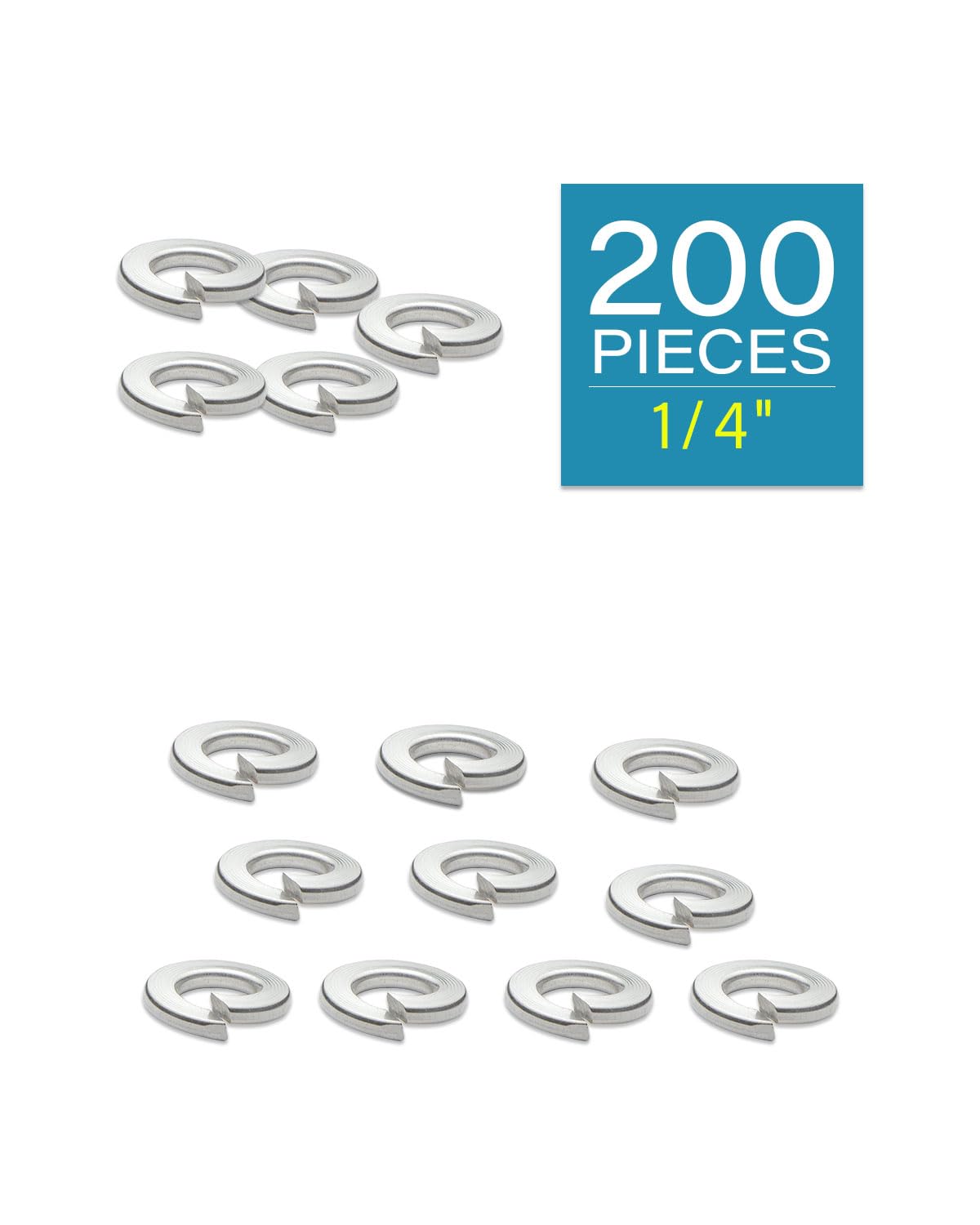 IMScrews 1/4" Spring Lock Washers - 304 Stainless Steel - Pack of 200 - Secure Fastening and Rust Resistance - image 2