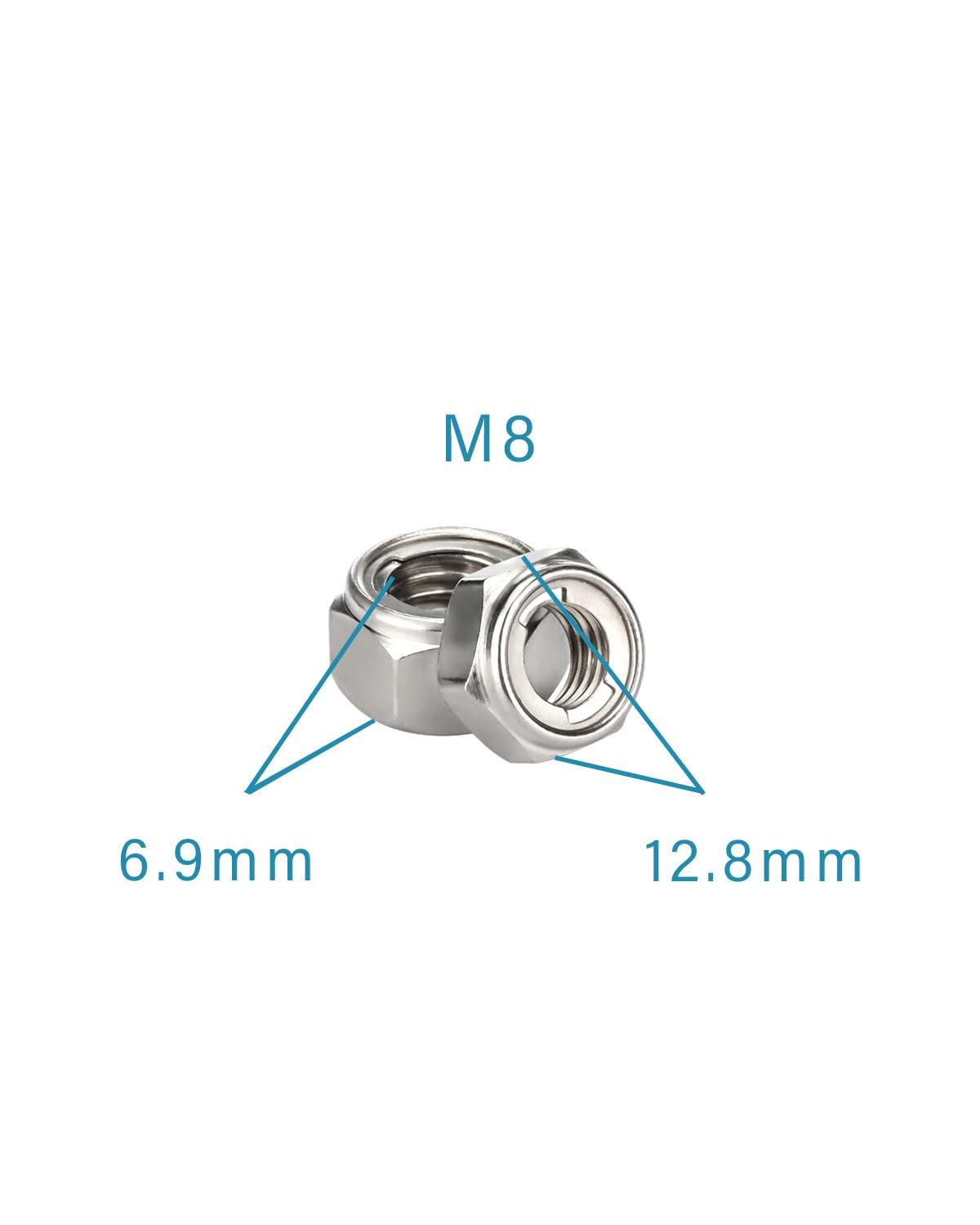 M8-1.25 Locknuts - IMScrews 304 Stainless Steel Locknuts - Durable Hardware for Home Repairs and Professional Projects Pack of 10 - image 3