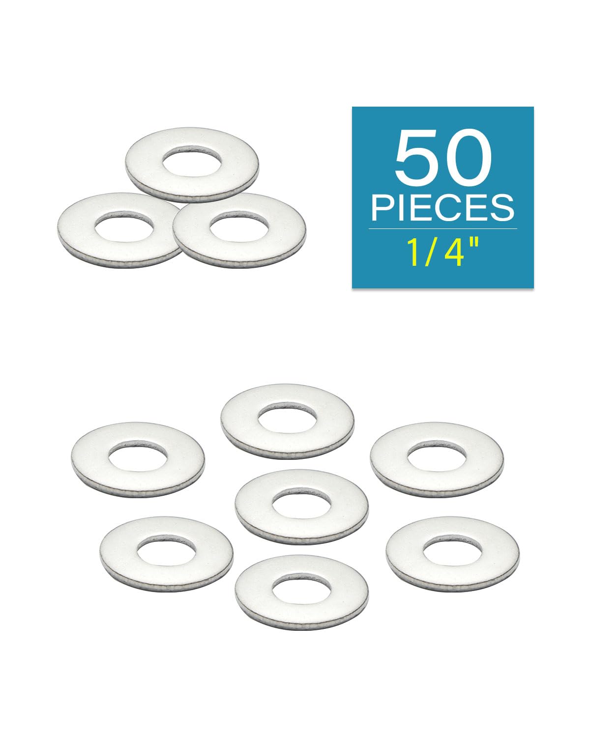 IMScrews 1/4" USS Large Flat Washers 304 Stainless Steel Washers (Pack of 50) - Durable, Rust-Resistant, Heavy Duty, Essential Hardware for Construction and DIY Projects - image 2