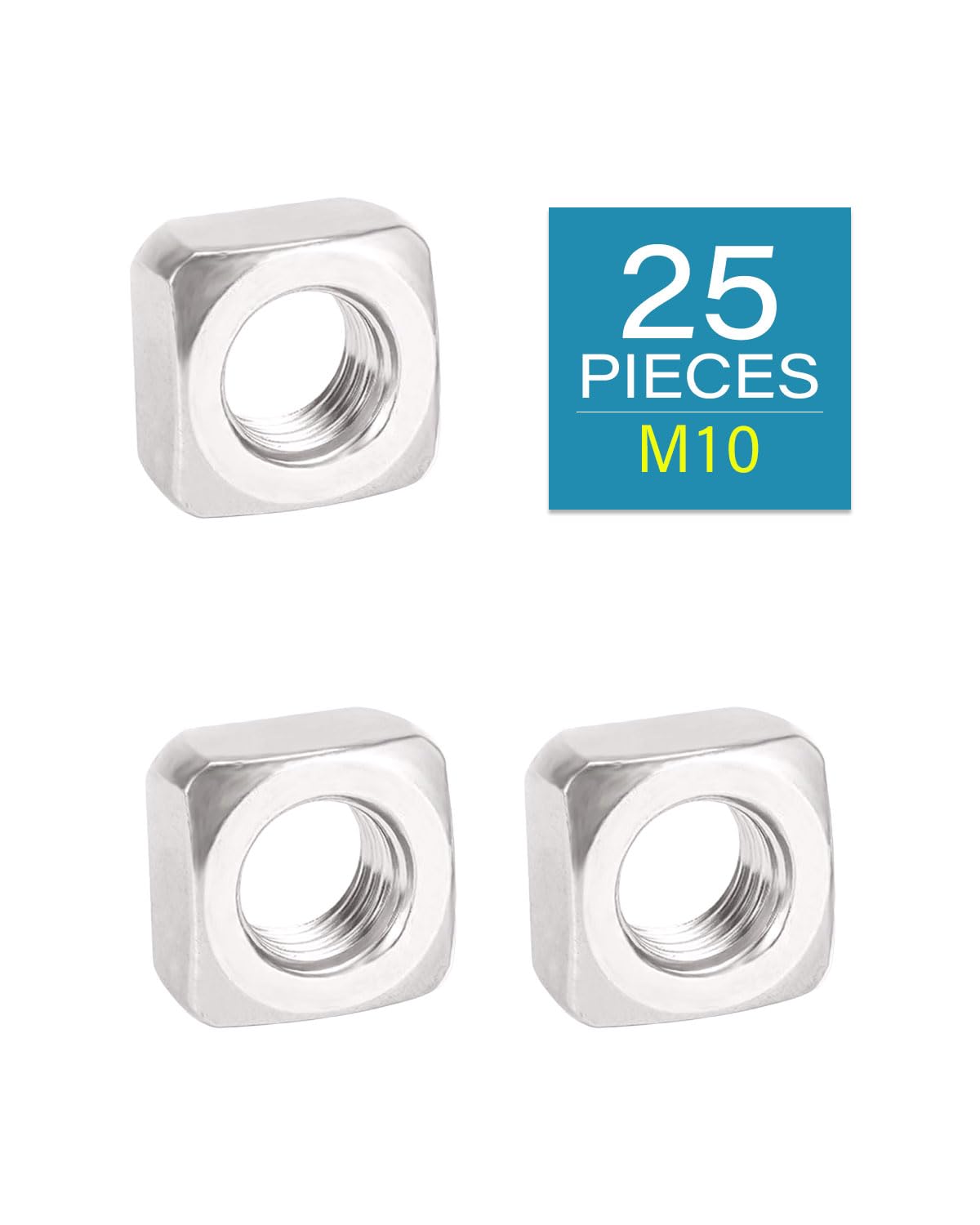 M10-1.5 Square Nuts - IMScrews 304 Stainless Steel Square Nuts - Durable Fasteners for Home Repairs and Professional Engineering Pack of 25 - image 2