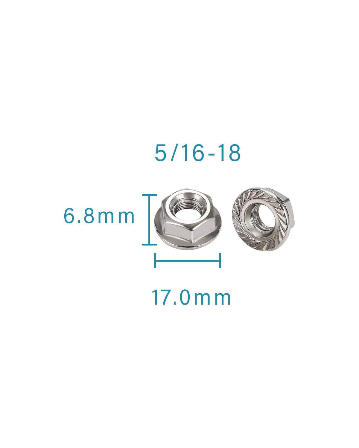 5/16-18 Flange Nuts - IMScrews 304 Stainless Steel Flange Nuts - Resilient Fasteners for Home Maintenance and Professional Projects Pack of 100 - image 3