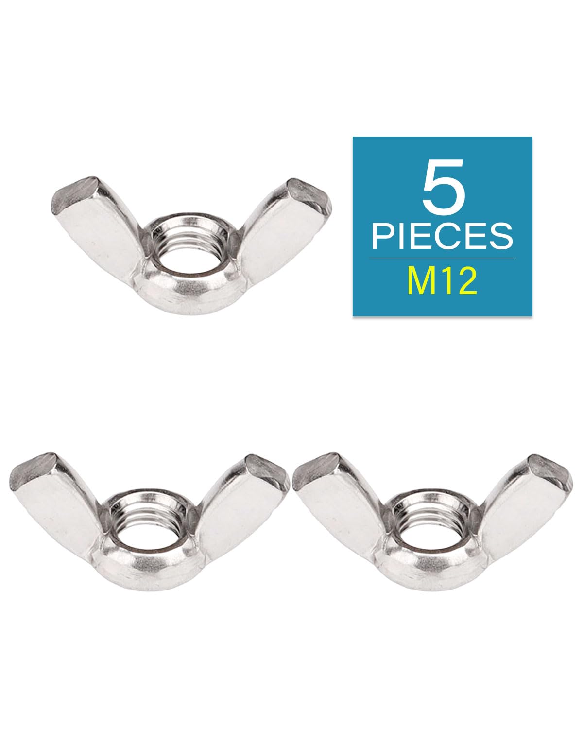 M12-1.75 Wing Nuts - IMScrews 304 Stainless Steel Wing Nuts - Durable Hardware for Home Maintenance and Professional Engineering Pack of 5 - image 2