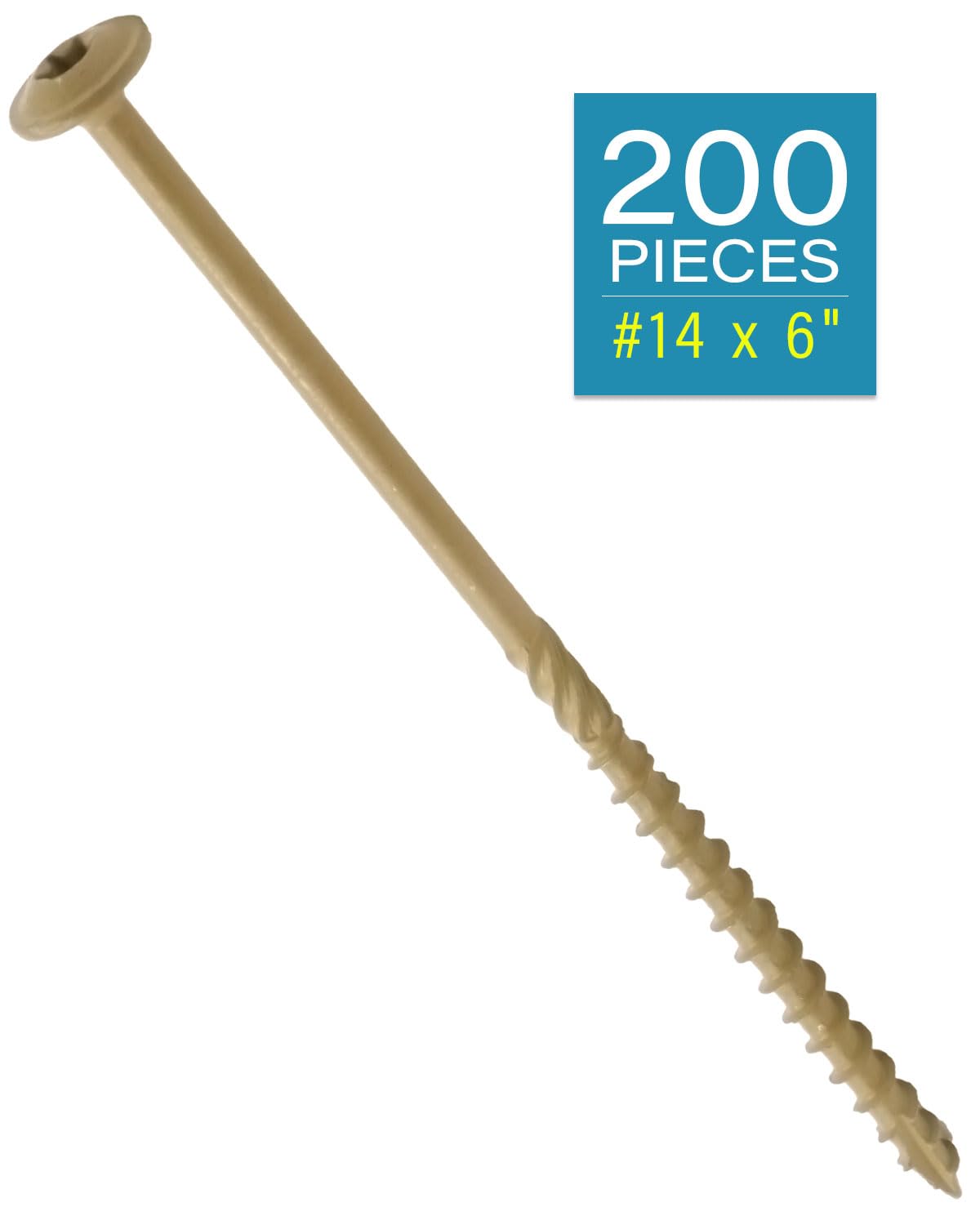 #14 x 6" Tan IMSCREWS Wood Deck Screws - T30 Star Drive with Large Washer Head - Rust-Resistant Outdoor Deck Screws for Timber, Log, and Landscaping Wood Projects Pack of 200 - image 2