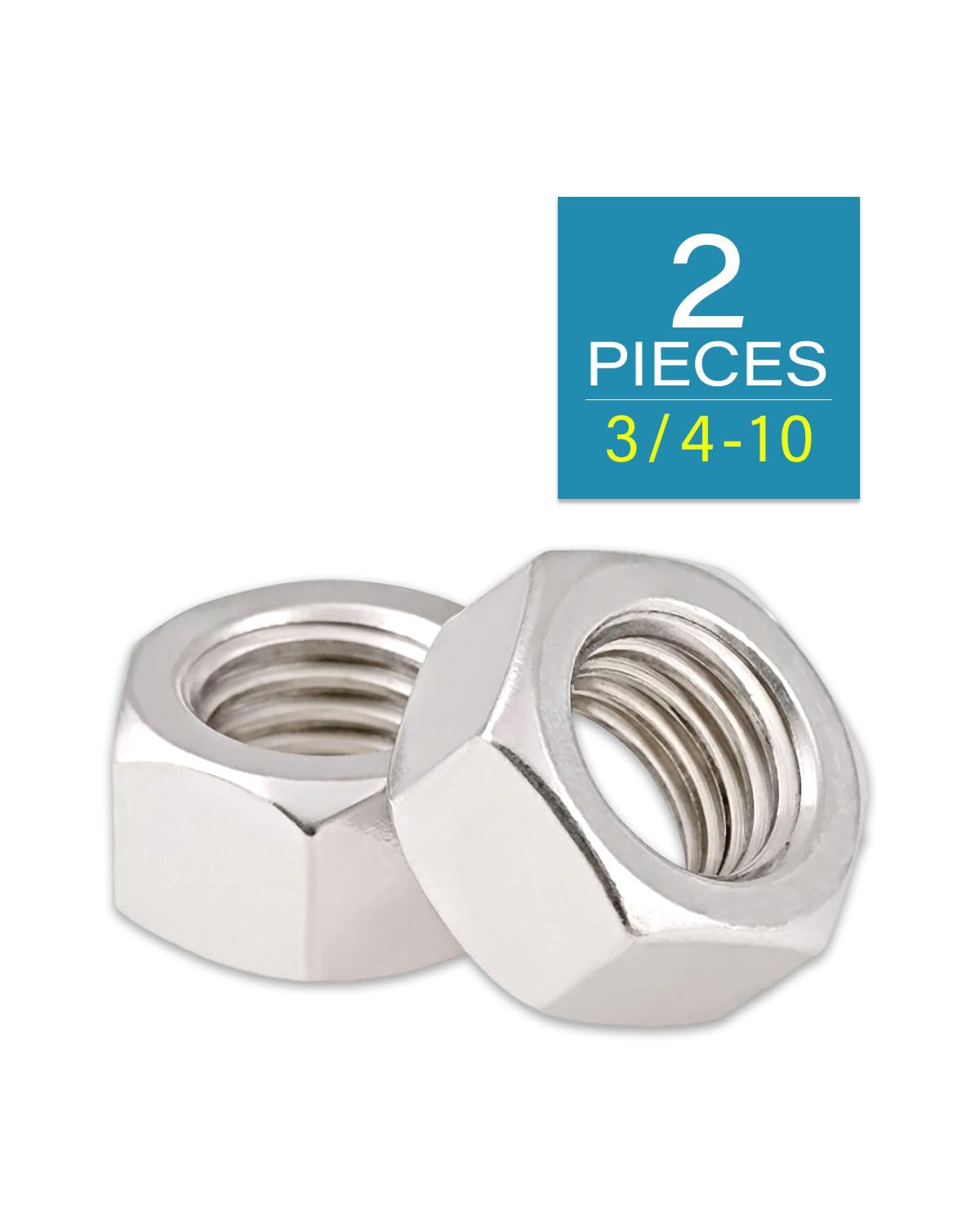 3/4-10 Hex Nuts - IMScrews Premium 304 Stainless Steel Hex Nuts - Versatile Fasteners for Household and Professional Projects Pack of 2 - image 2