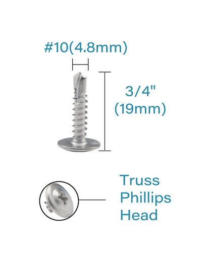 IMSCREWS #10 x 3/4 Inch Self Drilling Screws 410 Stainless Steel Truss Washer Head Sheet Metal Screws Tek Screws for Construction and Repair 100 Pack - image 3