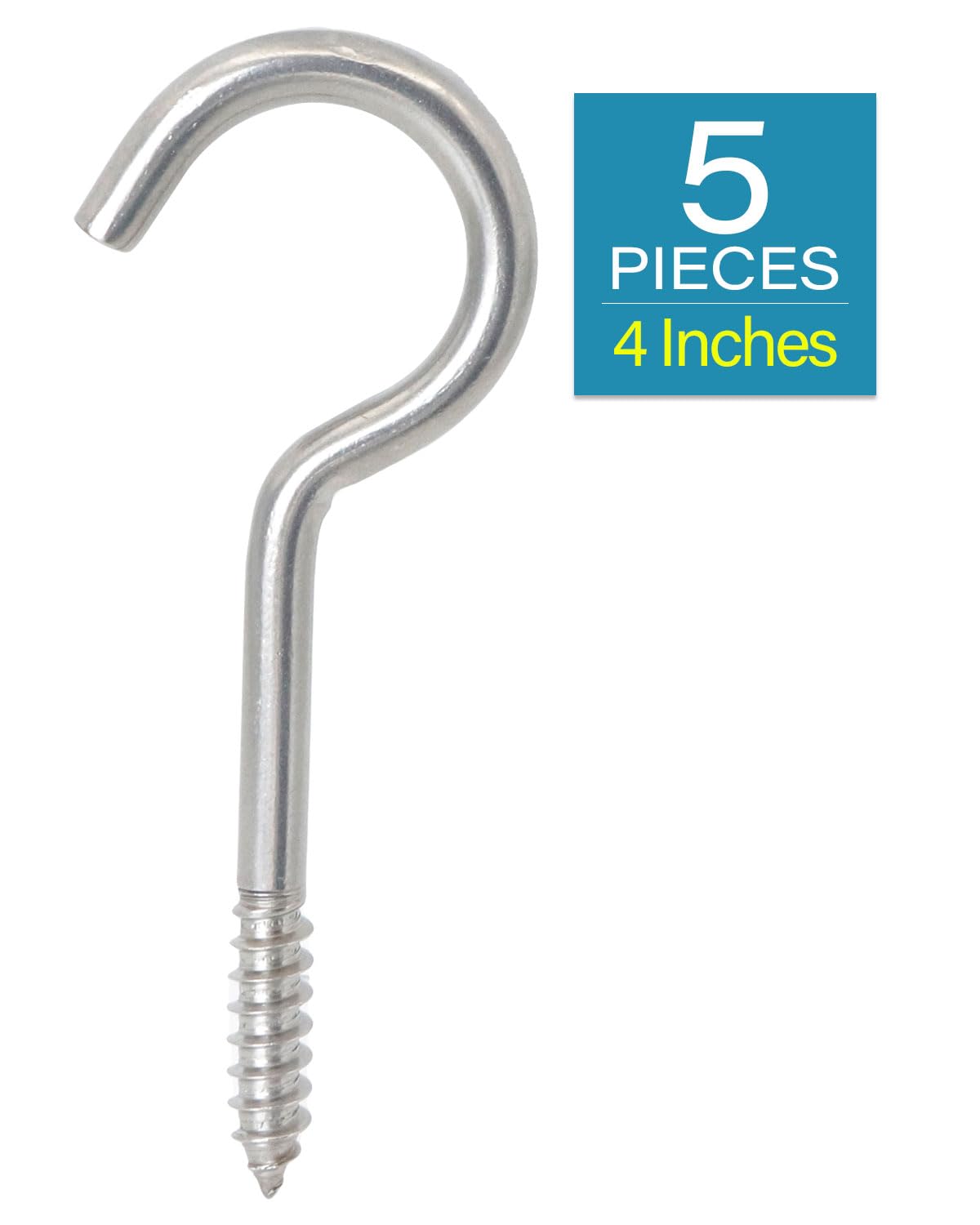 IMSCREWS 5 Pcs Screw Eyes, 4 Inch Heavy Duty Eye Bolts 304 Stainless Steel, Self Tapping Hooks for Securing Cables, Wood, Hammock Stands, Swing Sets, Indoor & Outdoor Use - image 2