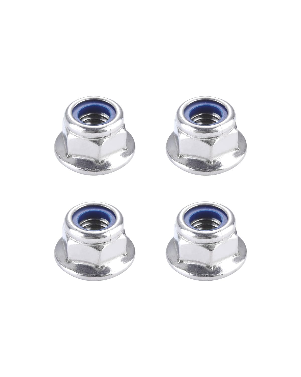IMScrews M10 x 1.5 Flange Nuts, 304 Stainless Steel Hex Flange Lock Nuts DIN6926, Integrated Washer Base, Blue Nylon Locking Insert, Corrosion Resistant, Pack of 25