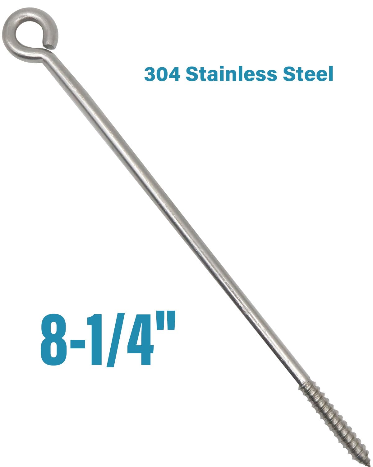 IMSCREWS 8-1/4" 304 Stainless Steel Screw Eyes (2-Pack) ¨C Screws in Hooks for Hammock Stands, Indoor Ceilings, and Outdoor Use - image 5