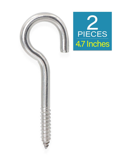IMSCREWS 2 Pcs Screw Eyes, 4.7 Inch 304 Stainless Steel Eye Bolts for Wood, Self Tapping Heavy Duty Hooks, Ideal for Securing Cables and Hammock Stands, Indoor & Outdoor Use - image 2