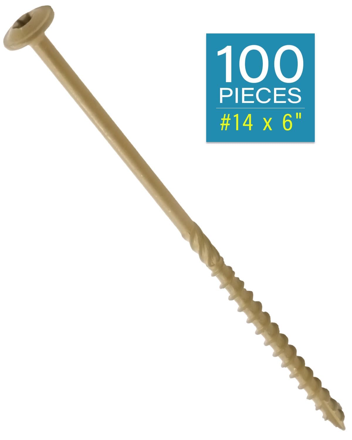 IMSCREWS #14 x 6 inch Tan Wood Deck Screws Epoxy Coated Carbon Steel T30 Star Drive Large Washer Head Timber Screws Heavy Duty Structural Fasteners for Log Homes 100 Pack - image 2
