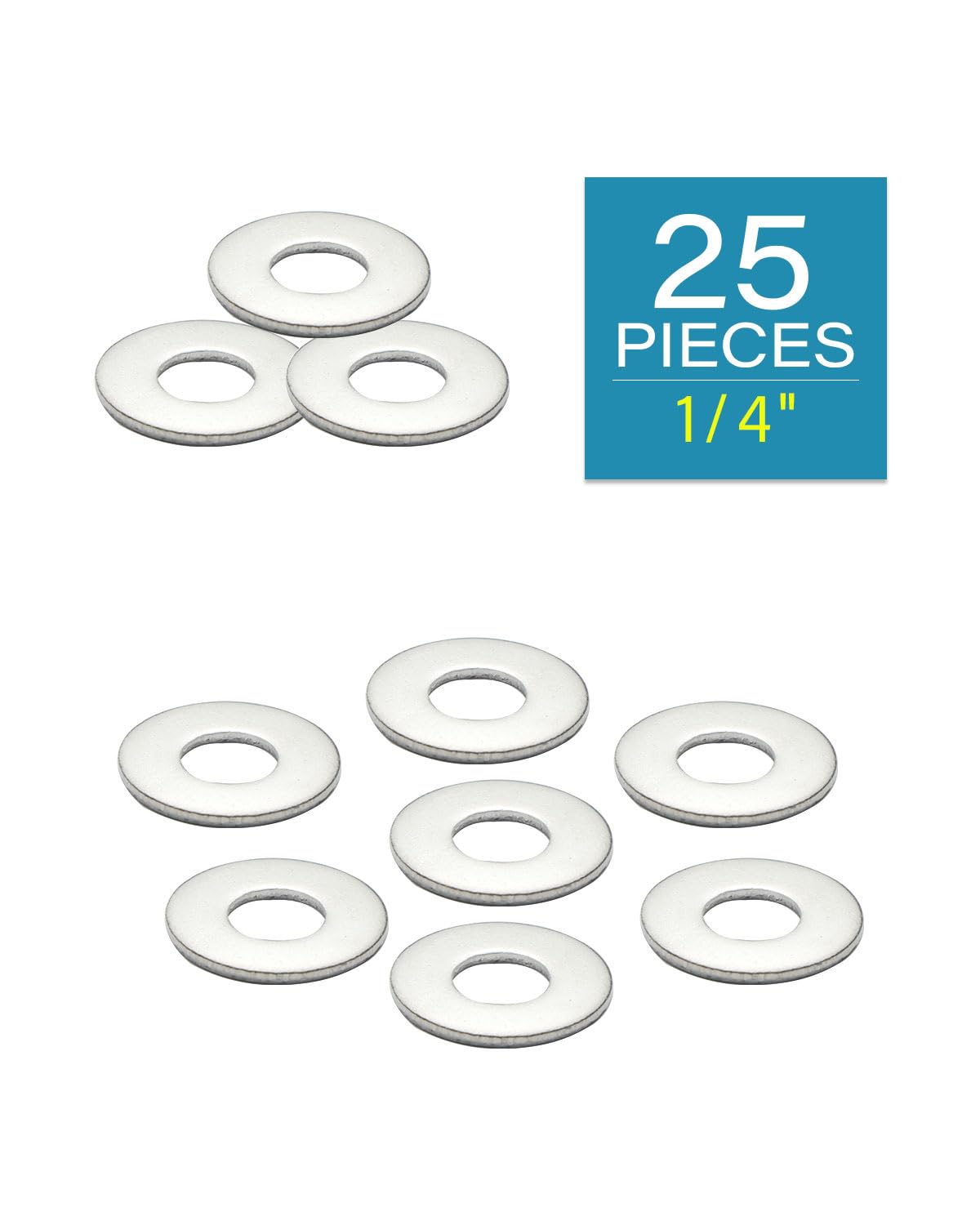 IMSCREWS 1/4" USS Flat Washers 304 Stainless Steel, 0.734" OD 0.055" Thick Large Metal Washers for Screws and Bolts, Rust Resistant Heavy Duty Washers for Outdoor Marine Construction, 25 Pack - image 2