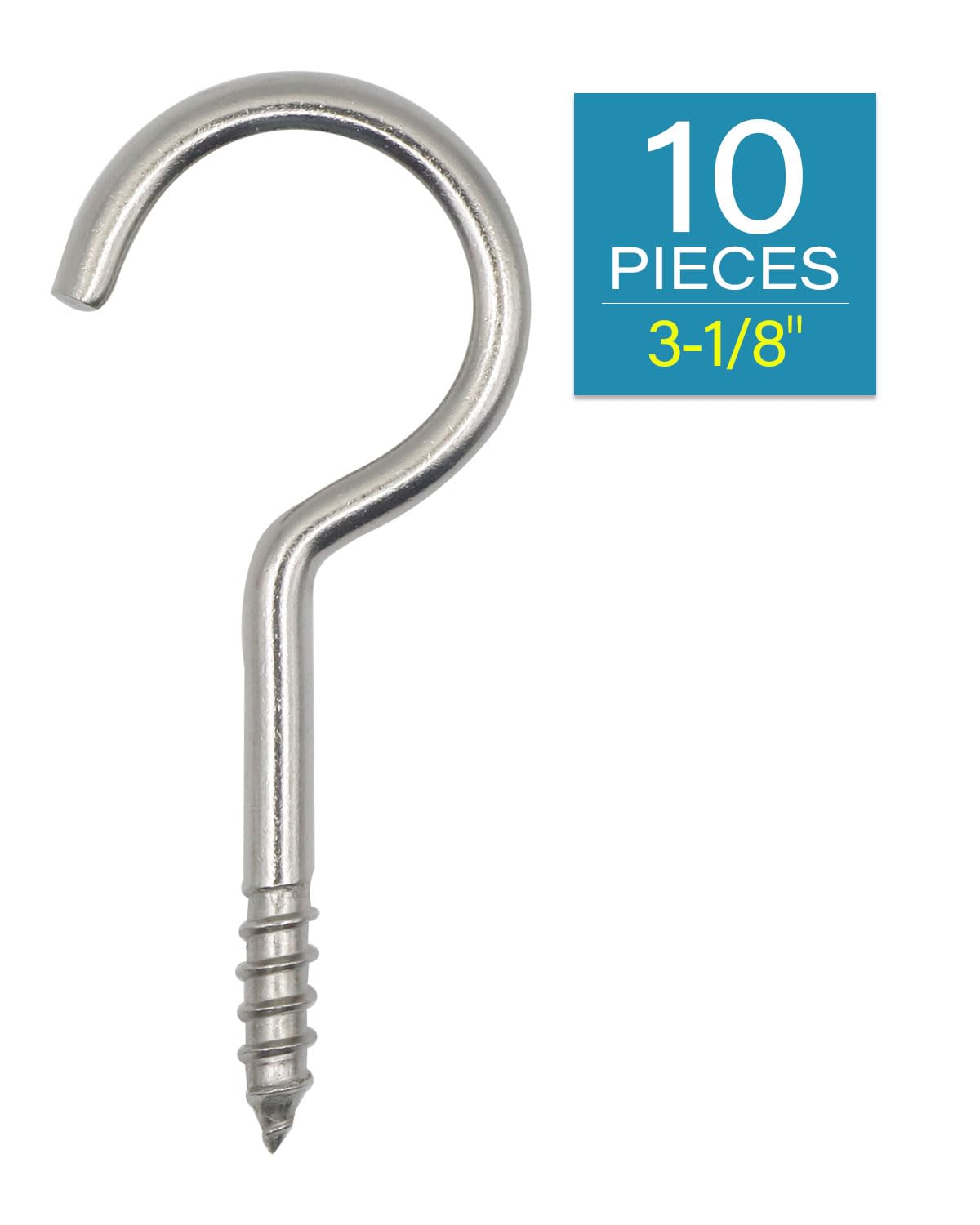 IMSCREWS 3-1/8" Screws in Hooks - 304 Stainless Steel Screw Eyes (10-Pack) for Hammock Stands, Indoor Ceilings, and Outdoor Use - image 2