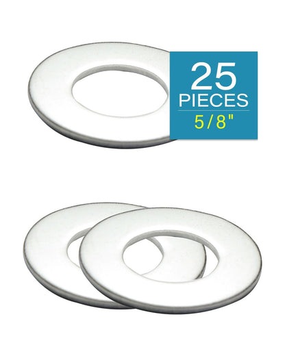IMSCREWS 5/8 Inch SAE Flat Washers 304 Stainless Steel 0.67 Inch ID 1.3 Inch OD Polished Metal Washers for Automotive and Construction 25 Pack - image 2