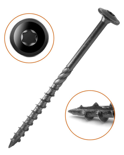 IMSCREWS #14 x 4 inch Carbon Steel Wood Deck Screws, Black Epoxy Coated, T30 Star Drive, 0.56" Large Washer Head Timber Screws, Heavy Duty Landscaping Post Fasteners, 50 Pack - image 4