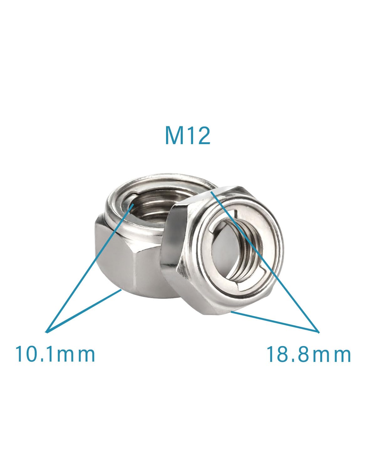 M12-1.75 Locknuts - IMScrews 304 Stainless Steel Locknuts - Durable Hardware for Home Repairs and Professional Projects Pack of 20 - image 3