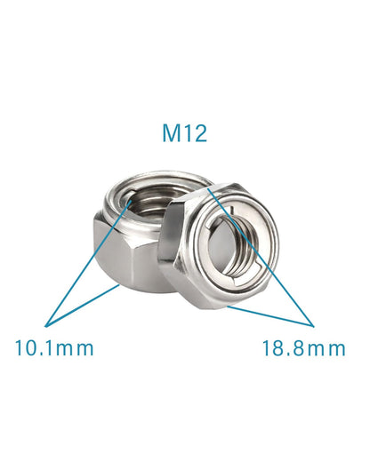 M12-1.75 Locknuts - IMScrews 304 Stainless Steel Locknuts - Durable Hardware for Home Repairs and Professional Projects Pack of 10 - image 3