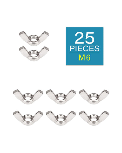 M6-1.0 Wing Nuts - IMScrews 304 Stainless Steel Wing Nuts - Durable Hardware for Home Maintenance and Professional Engineering Pack of 25 - image 2