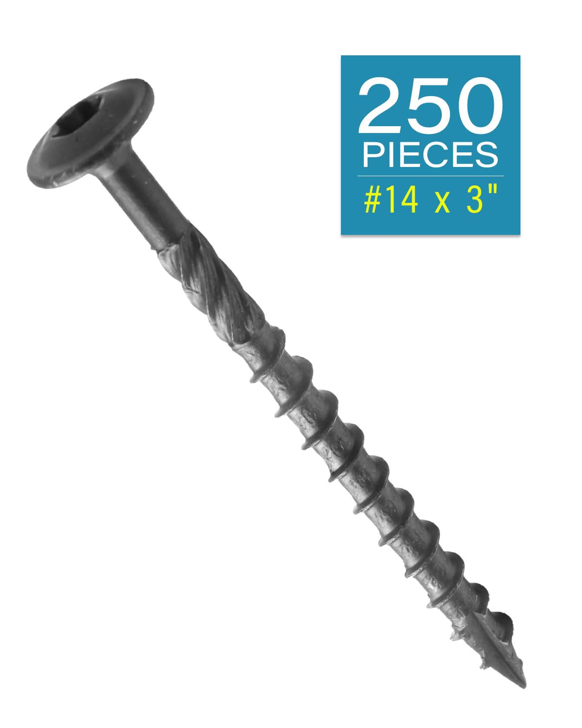 #14 x 3" Black IMSCREWS Wood Deck Screws - T30 Star Drive with Large Washer Head - Rust-Resistant Outdoor Deck Screws for Timber, Log, and Landscaping Wood Projects Pack of 250 - image 2