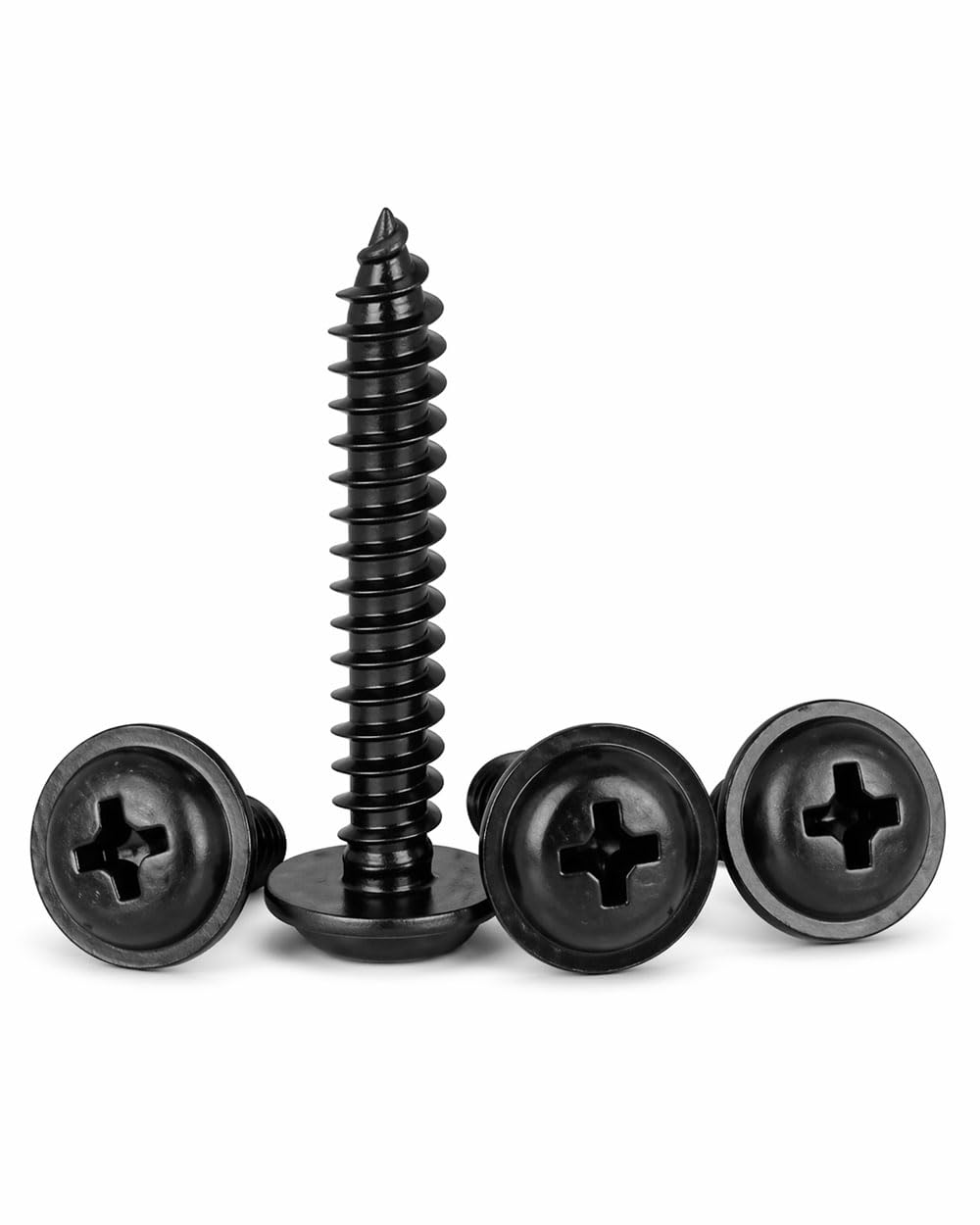 IMSCREWS 100 Pcs M2 x 4mm Black Self Tapping Screws, 304 Stainless Steel Phillips Pan Washer Head, Natural Black No Peeling, Micro Small Screws for Plastic Wood Metal