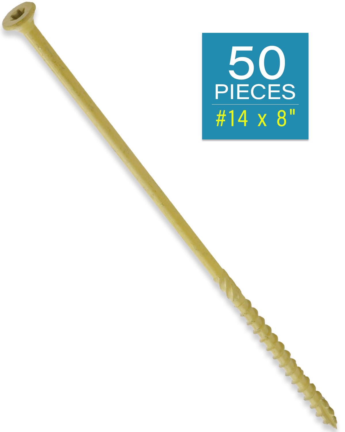 IMSCREWS #14 x 8 Inch Structural Wood Screws, 1000Hr Salt Spray Rust Resistant Heavy Duty Deck Screws, Lag Bolt Alternative, T30 Star Drive, Type 17 Point, 50 Pack (No Bit) - image 2