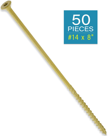 IMSCREWS #14 x 8 Inch Structural Wood Screws, 1000Hr Salt Spray Rust Resistant Heavy Duty Deck Screws, Lag Bolt Alternative, T30 Star Drive, Type 17 Point, 50 Pack (No Bit) - image 2