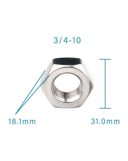 3/4-10 Hex Nuts - IMScrews Premium 304 Stainless Steel Hex Nuts - Versatile Fasteners for Household and Professional Projects Pack of 5 - image 3