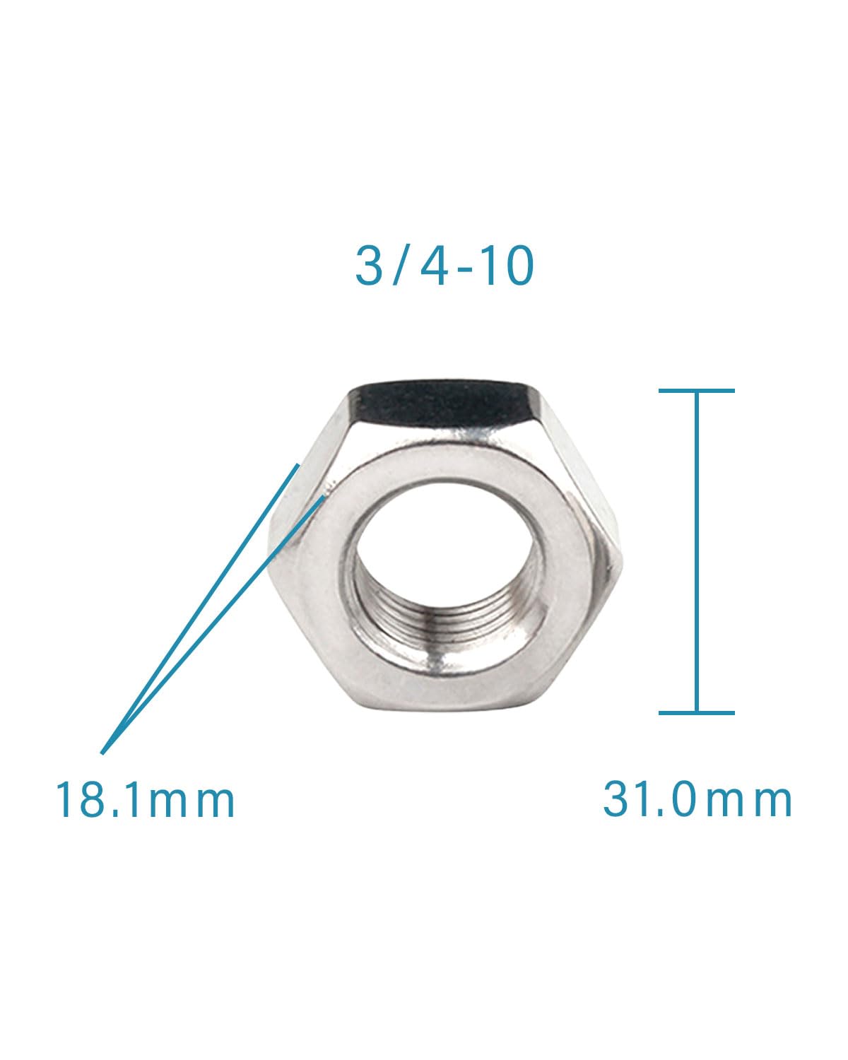 3/4-10 Hex Nuts - IMScrews Premium 304 Stainless Steel Hex Nuts - Versatile Fasteners for Household and Professional Projects Pack of 10 - image 3
