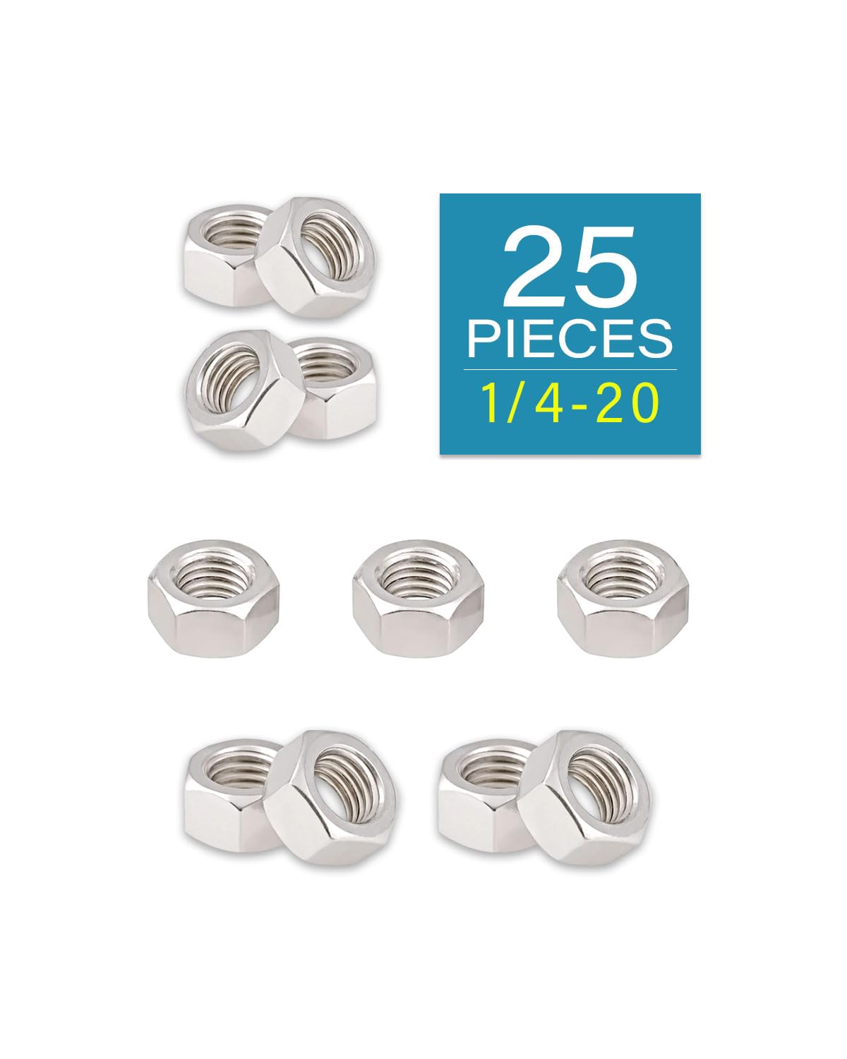1/4-20 Hex Nuts - IMScrews 304 Stainless Steel Hardware Hex Nuts - Durable and Rust-Resistant Fasteners for Home Repairs and Professional Projects Pack of 25 - image 2