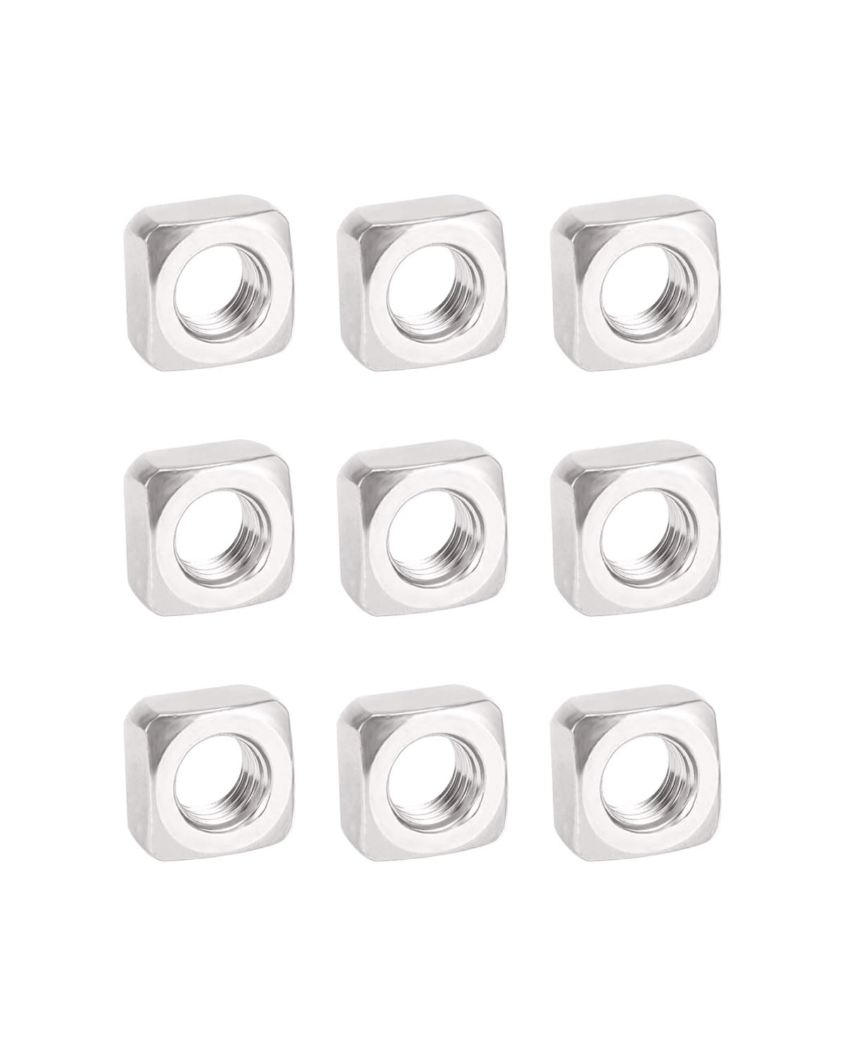 M8-1.25 Square Nuts - IMScrews 304 Stainless Steel Square Nuts - Durable Fasteners for Home Repairs and Professional Engineering Pack of 10