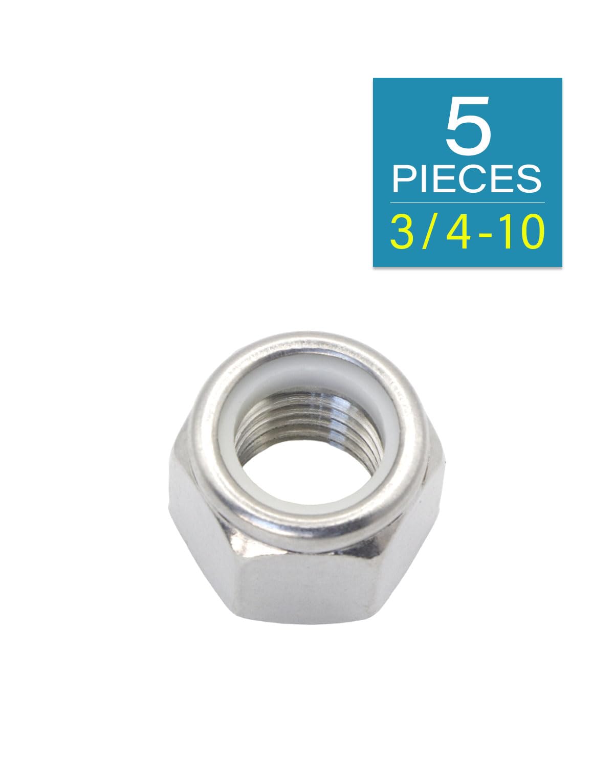 3/4-10 Locknuts - IMScrews 304 Stainless Steel Hardware Locknuts - Durable and Rust-Resistant Fasteners for Home Repairs and Professional Projects Pack of 5 - image 2
