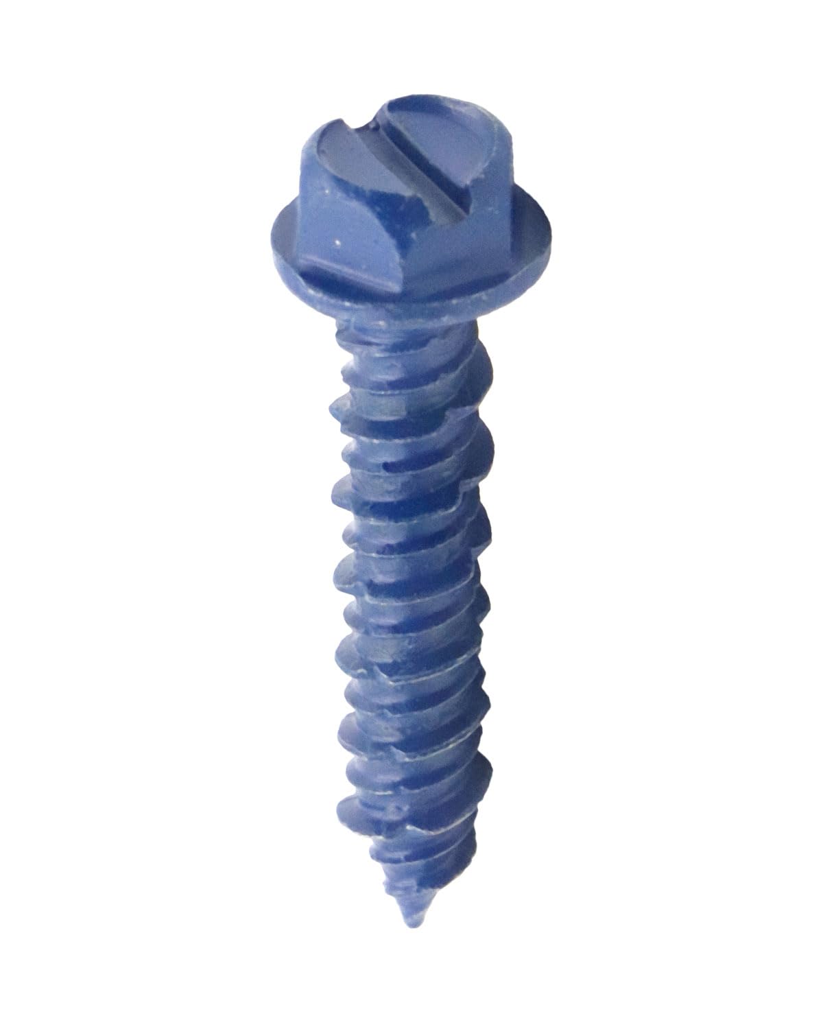 IMScrews 1/4" x 1-1/4" Masonry Anchor Screws, Short Length Hex Slotted Concrete Bolts, Blue Rust Resistant, 10 Pack
