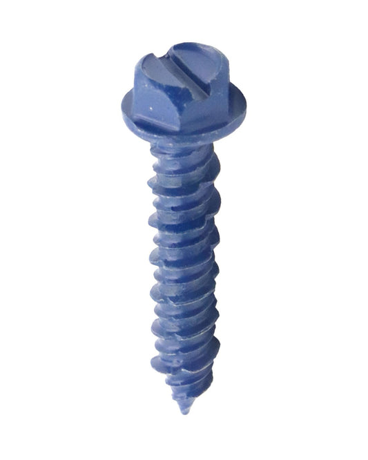 IMScrews 1/4" x 1-1/4" Masonry Anchor Screws, Short Length Hex Slotted Concrete Bolts, Blue Rust Resistant, 10 Pack
