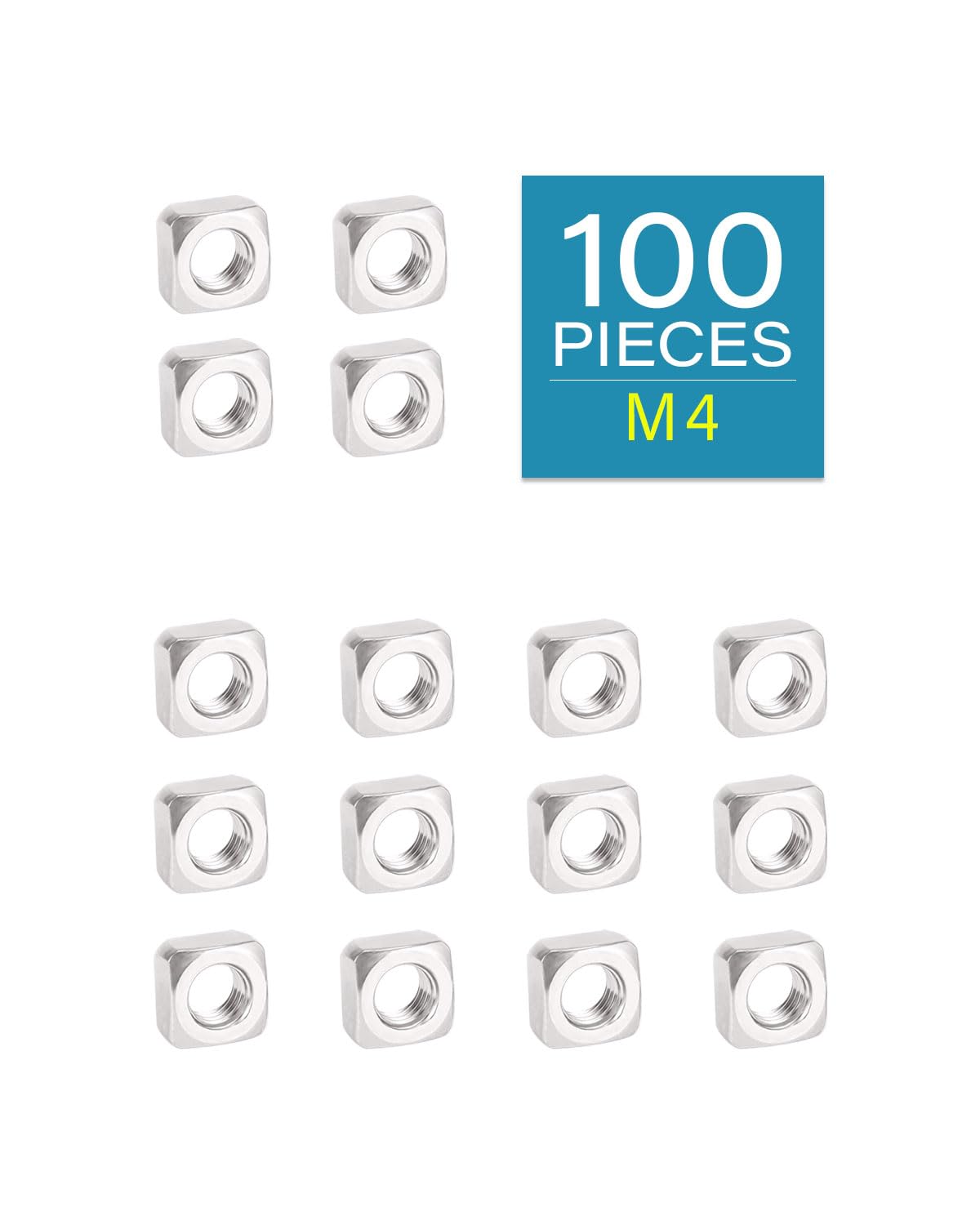 M4-0.7 Square Nuts - IMScrews 304 Stainless Steel Square Nuts - Durable Fasteners for Home Repairs and Professional Engineering Pack of 100 - image 2