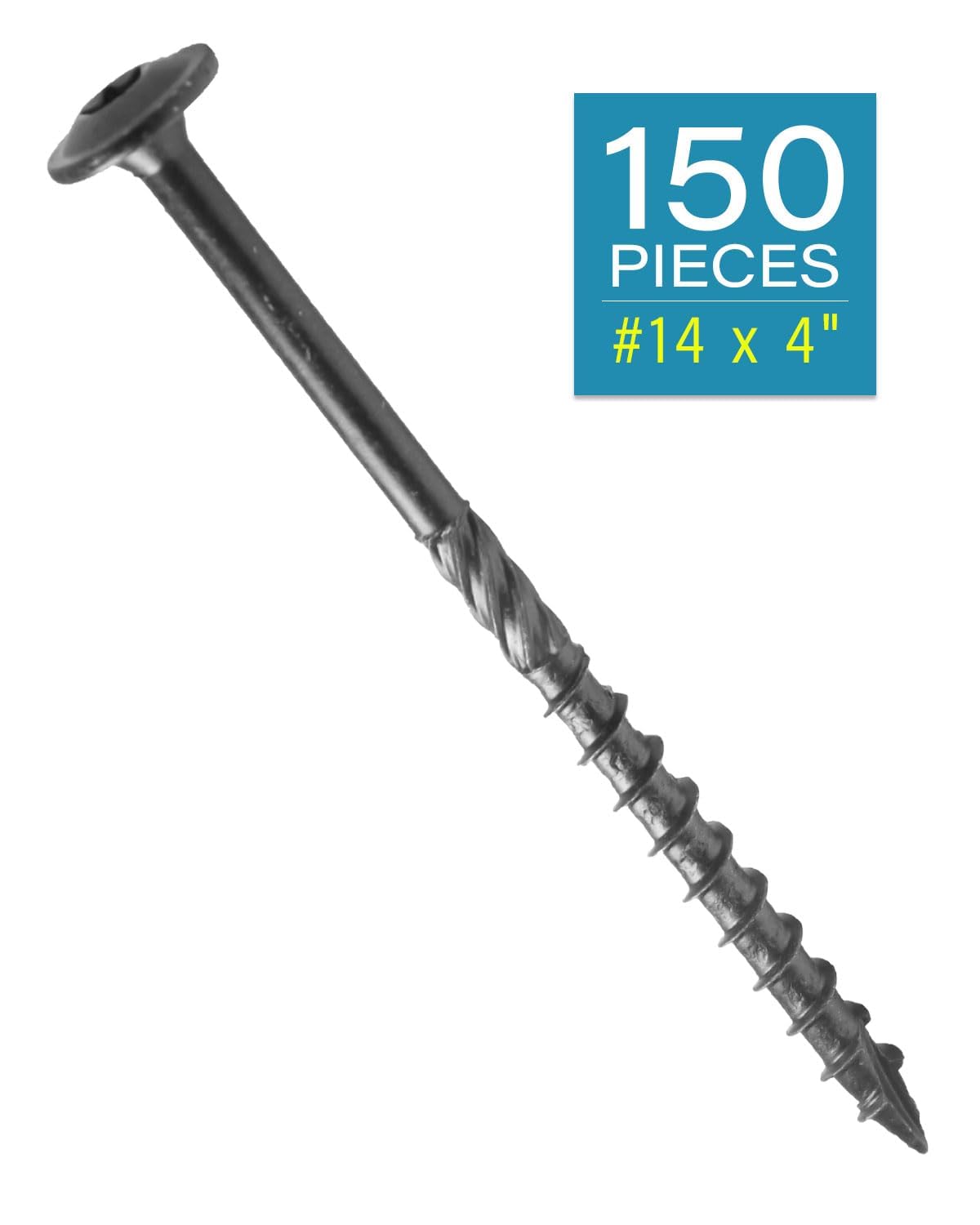 IMSCREWS #14 x 4 inch Black Wood Deck Screws Epoxy Coated Carbon Steel T30 Star Drive Large Washer Head Timber Screws Heavy Duty Structural Fasteners 150 Pack - image 2