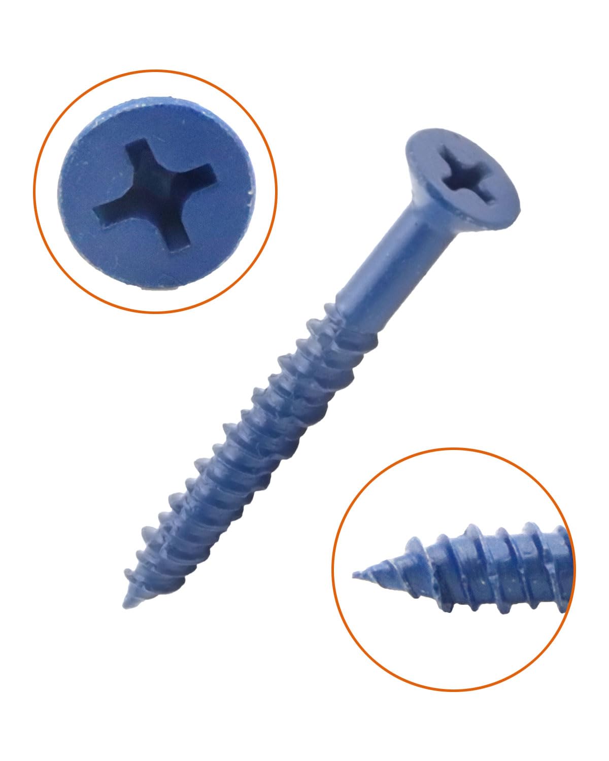 IMScrews 3/16" x 1-3/4" Blue Flat Head Concrete Screws, High-Low Thread, Durable Anchors, 25 Pack for Light Masonry Projects - image 4