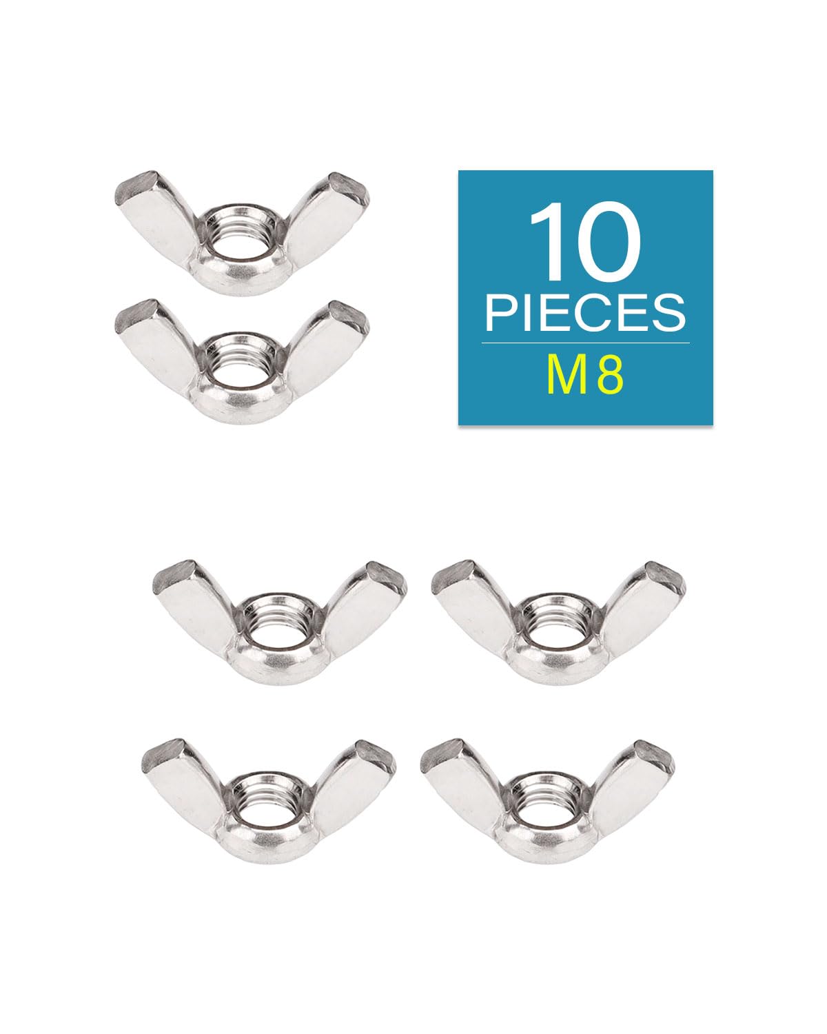M8-1.25 Wing Nuts - IMScrews 304 Stainless Steel Wing Nuts - Durable Hardware for Home Maintenance and Professional Engineering Pack of 10 - image 2