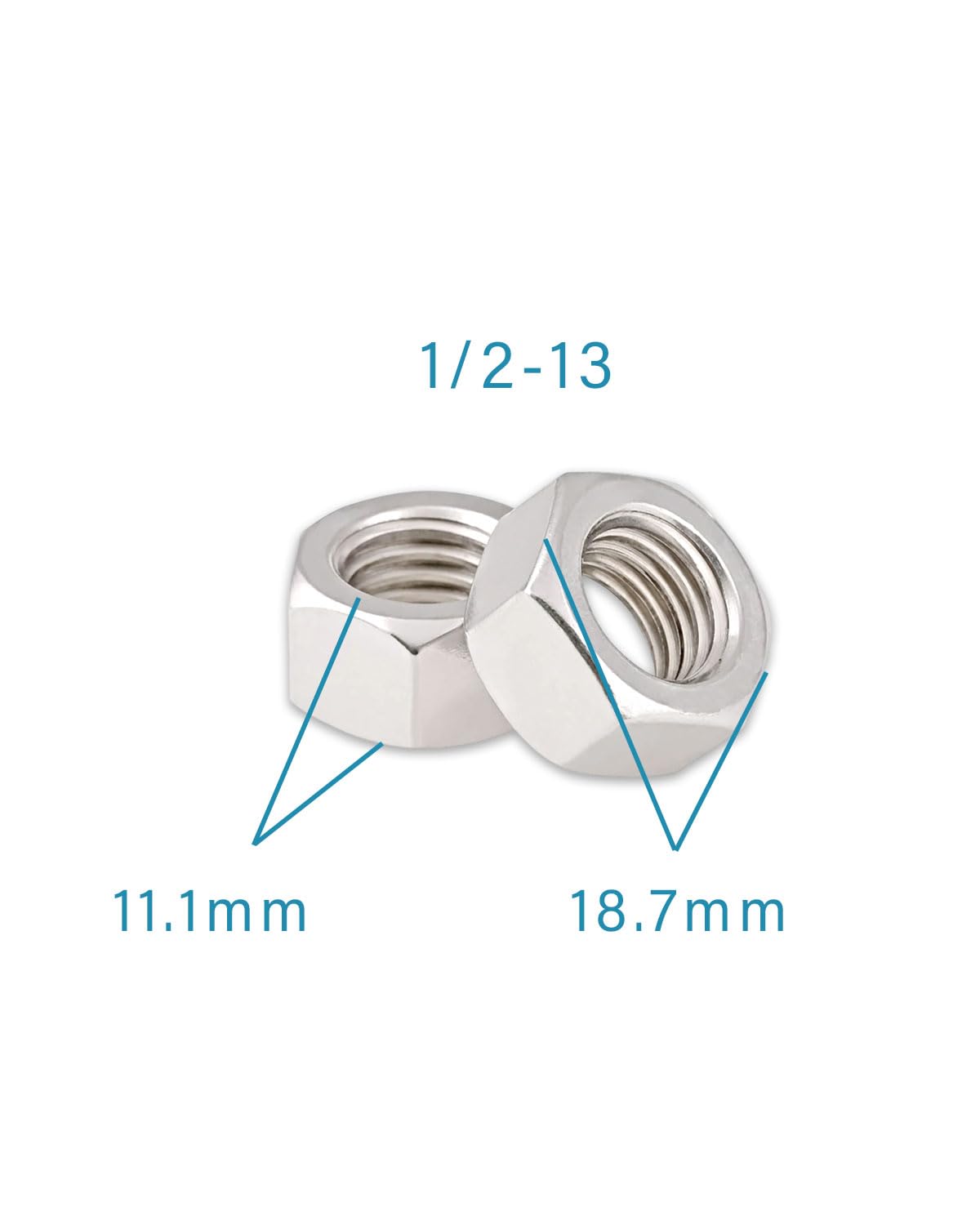 1/2-13 Hex Nuts - IMScrews 304 Stainless Steel Hardware Hex Nuts - Durable and Rust-Resistant Fasteners for Home Repairs and Professional Projects Pack of 5 - image 3
