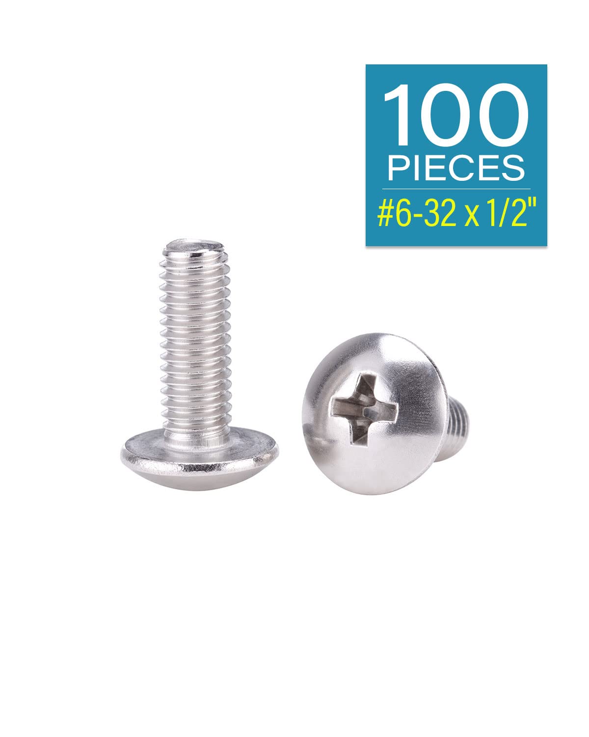 IMScrews #6-32 ¡Á 1/2" Phillips Truss Head Bolts Screws, 304 Stainless Steel Machine Screws Pack of 100 - image 2